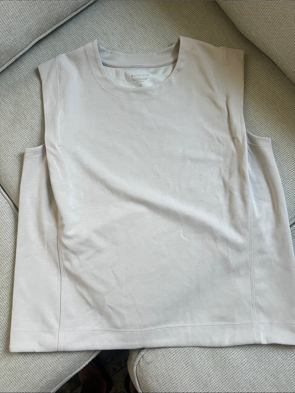 Athleta Sleeveless Crewneck Tank in Light Taupe